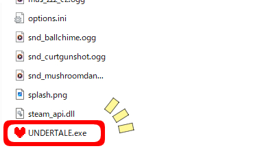 UNDERTALE.exeファイルがある場所